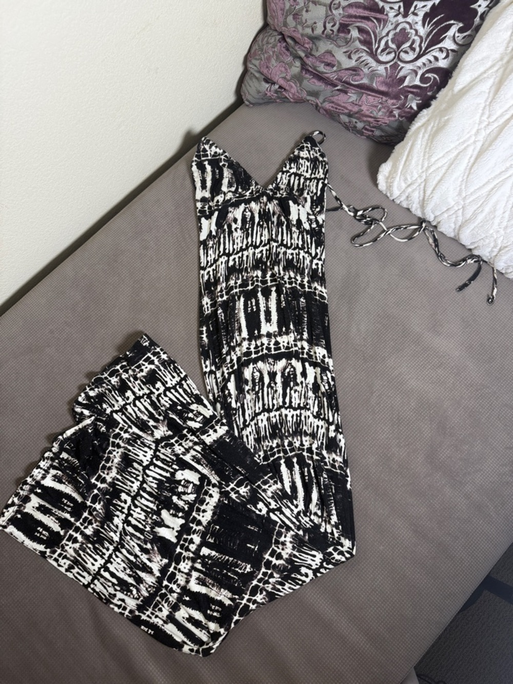 Mono B Black & White Maxi Dress with Abstract Print